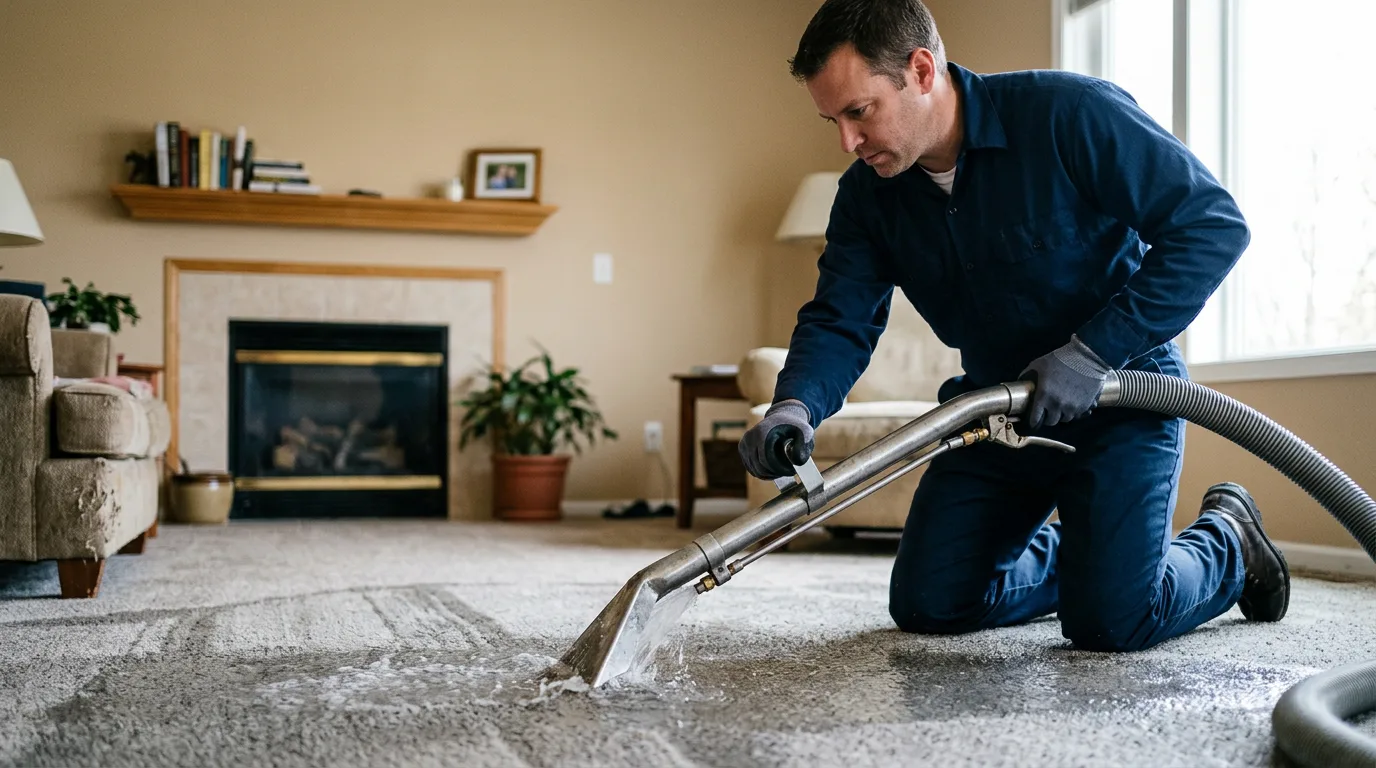 Water damage restoration technician working near Ayer, MA